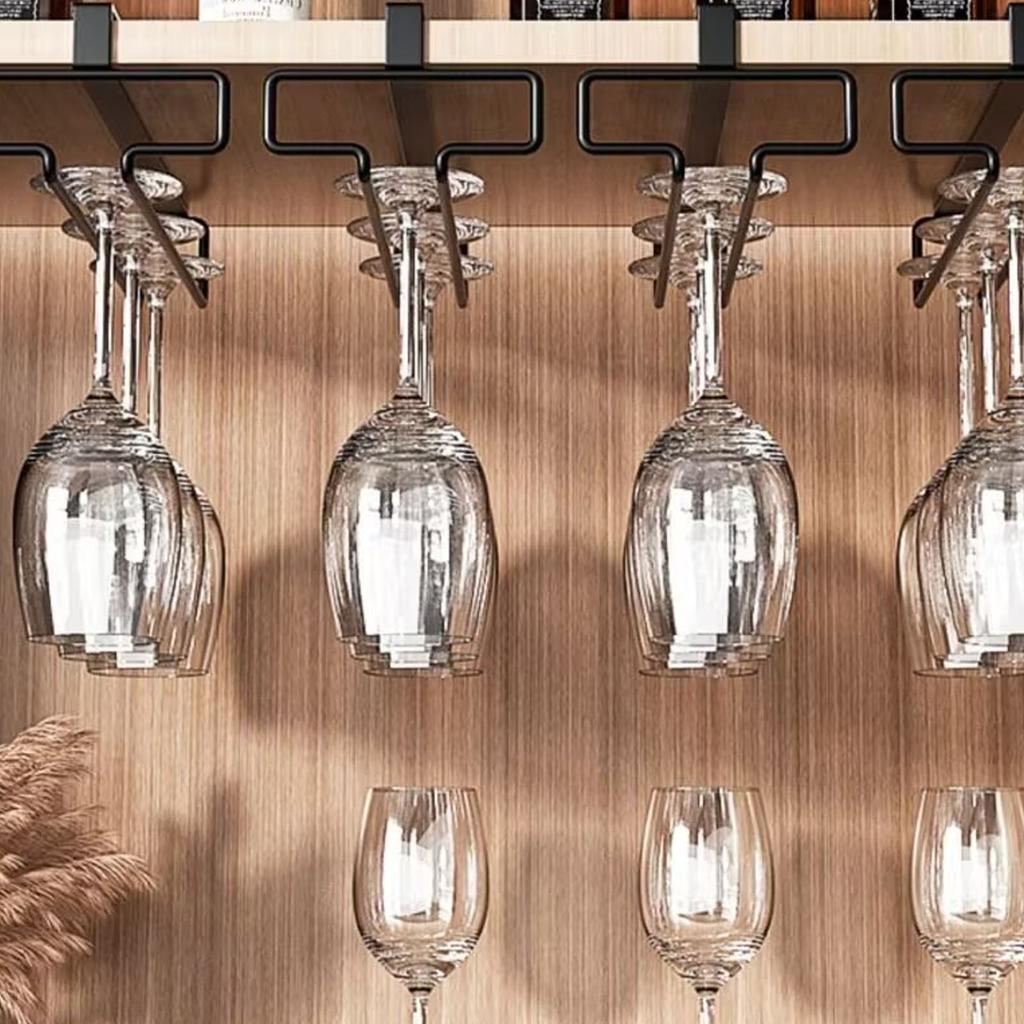 Wine Glass Holder No Drill Hanging Under Cabinet Wine Glass Rack for Household Kitchen