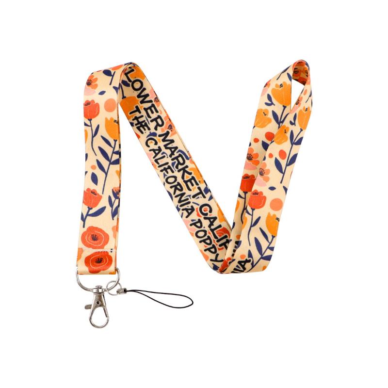 Badge Holder Long Strap Phone Anti-Loss Belt Anti-Loss Lanyard Phone Neck Strap Fresh Flowers Art Mobile Phone Charm Pass