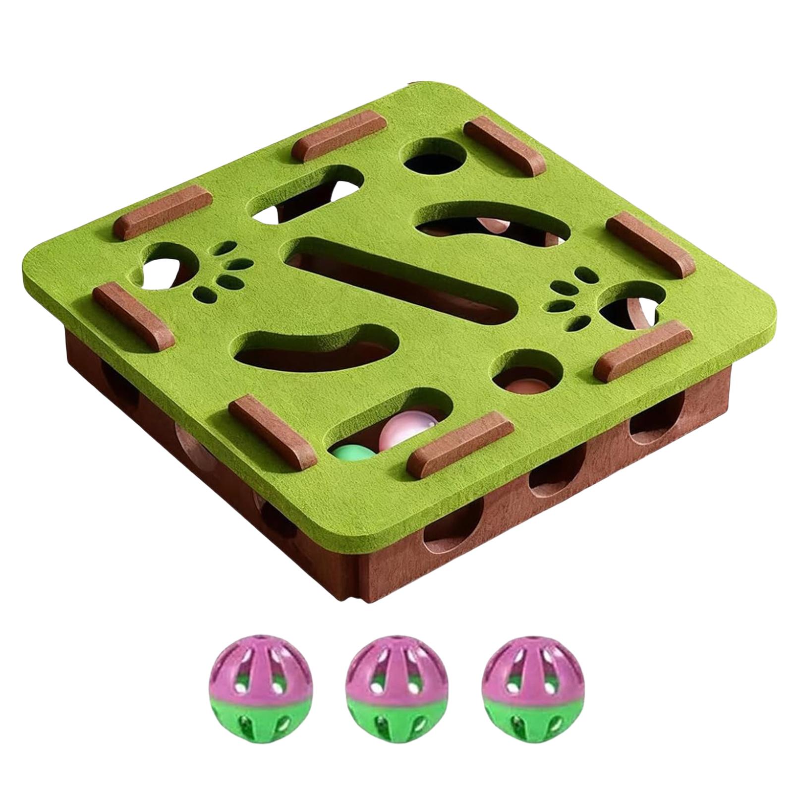 

Cat Puzzle Maze Holes Toys Felt Box With 3 Ball Kitten Nail File Scratcher Mental Felt Maze Box for Indoor Cat