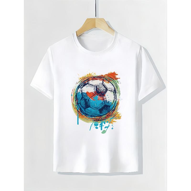 Taglie europee T-shirt da ragazzo Design Artistico Stampato, Ideale per Attività all'Aperto, Morbido Top a Maglia, Comodo e Traspirante, Adatto per l'Estate