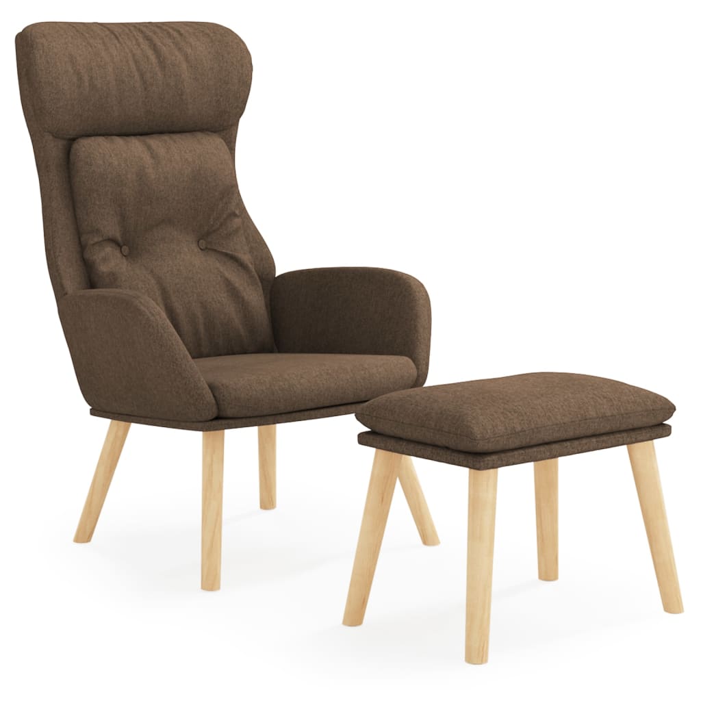 Recliner Chair with Ottoman Brown Fabric
