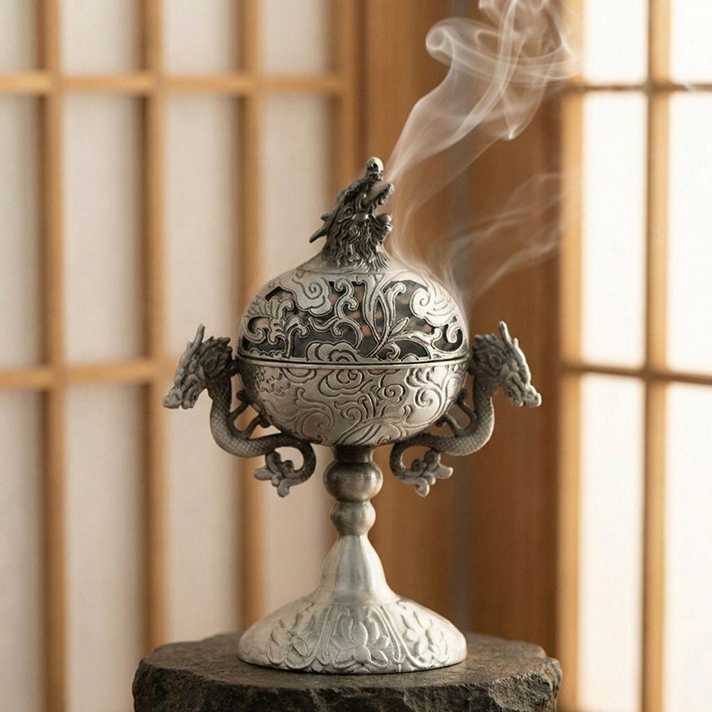 Handmade Zinc Zinc Alloy Incense Burner Hollow Out Sandalwood Incense Burner  Office Decoration