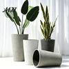 Minimalist Solid Color Floor Vase Tall Round Flower Pot with Drainage Holes, 17 Inch Stone-Look Fade Resistant Anti Aging Garden Planter Planter,