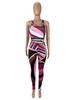 Color Block Print Women's Fashion Vest and Long Pants Set
