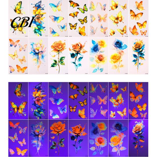 Temporary Body Art Decals 5 Sheets Butterfly Tattoo Stickers, Waterproof Flower Tattoos, Colorful Removable Stickers Face Tattoos for Parties
