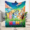 Bluey's Soccer Celebration Personalized Text Blanket Cozy Customizable Blanket Warmthful Decor Great for Sofa Office Chair Bed Picnics