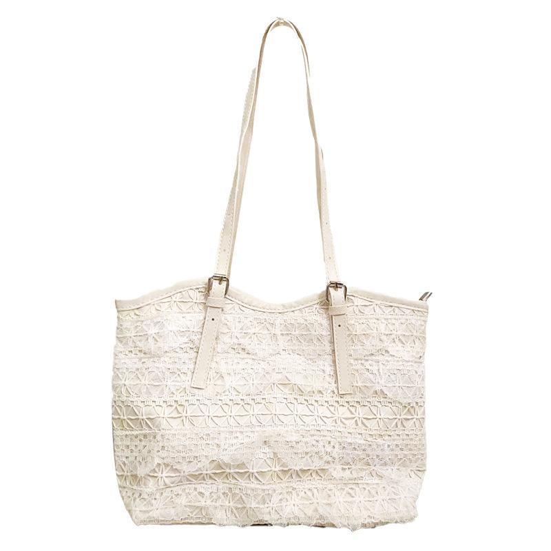 Lace Mesh Tote Bag Spring and Summer Leisure Vacation Fairy Underarm Shoulder Bag Niche Women's Bag Large Capacity Commuter Bag