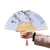 Silk Cloth Folding Flower Hand Fan Bamboo Frame Retro Handheld Fan Creative Dance Fan  Gift Giving
