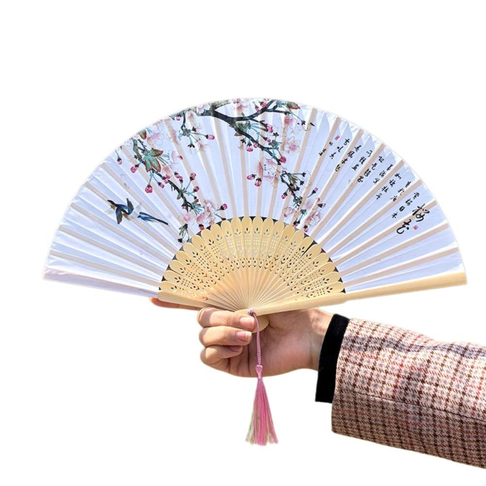 Silk Cloth Folding Flower Hand Fan Bamboo Frame Retro Handheld Fan Creative Dance Fan Gift Giving