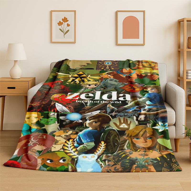 Classic Game ZZelda Cartoon Link Flannel Blanket Soft Warm Throw Blanket for Bedroom Living Room Bed Travel Camping Picnic