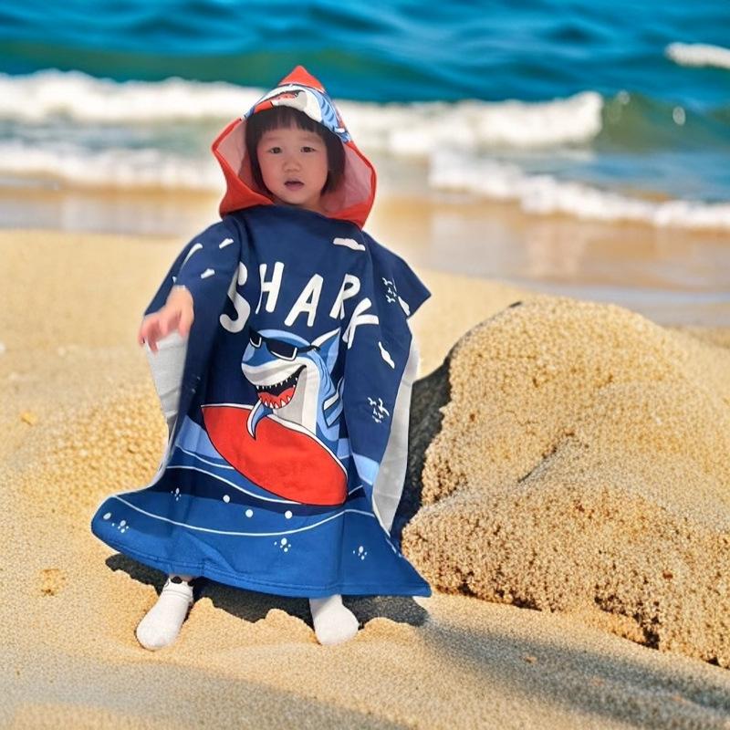 Children's Microfiber Hooded Bath Towel Cloak - Quick-Dry & Absorbent