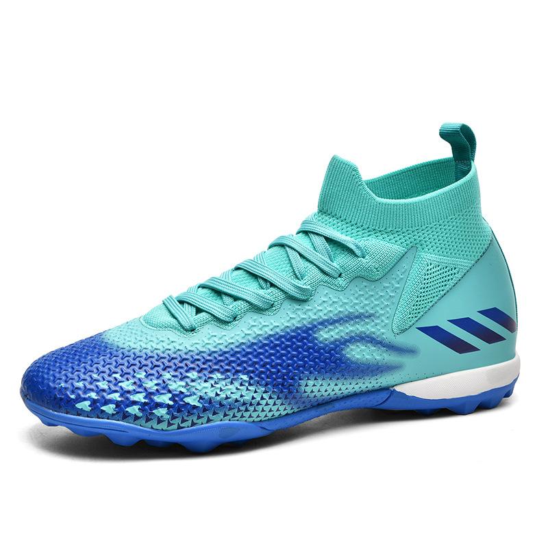 2025 new football seamless fly-woven football shoes men's and women's high-top long nails broken nails artificial grass sports shoes
