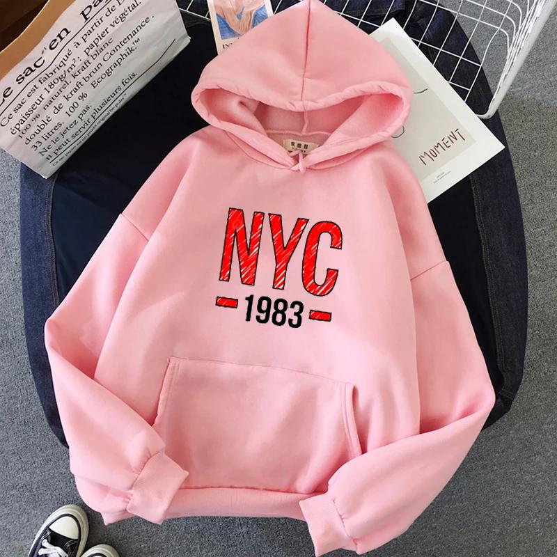 NYC 1983 Print Hoodies New Autumn Winter Casual Thick Men's Top Casual Long Sleeve Sweatshirts Outdoor Sport Clothes
