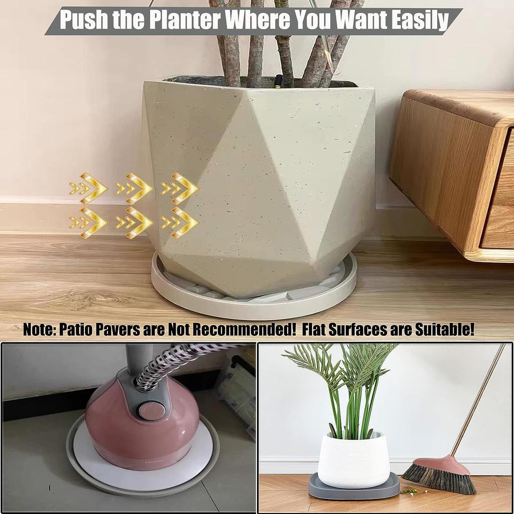 Heavy Duty Plant Saucer with Wheels Rolling Flower Pot Coaster Plastic Planter Dolly with 360° Casters Self Draining Mobile Potted Trolley