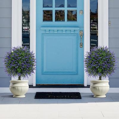 Artificial Topiary Ball 24 Inch Faux Boxwood/Pine Tree/Rose/Lavender Shrub with Ground Spike Fake Bushes Trees for Outdoor Indoor Garden Patio