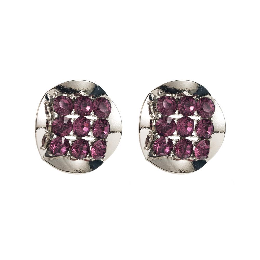 

ZA Retro Geometric Silver Needle Round Earrings with Diamond Studs - Luxury Cold Style Jewelry
