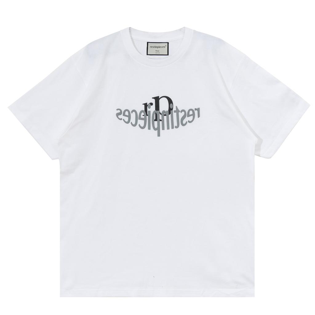RESTINPIECES Soft Cotton Embossed Logo Short Sleeve T-Shirt_White