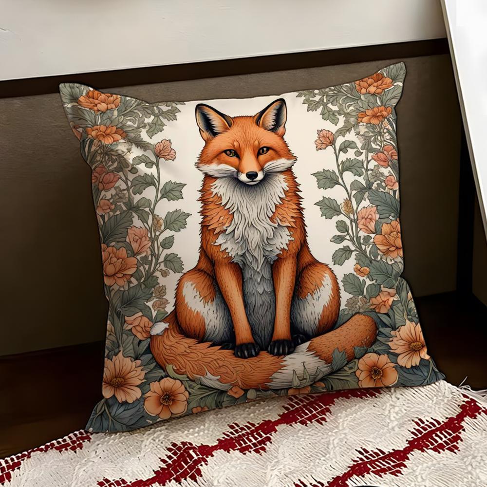 WWilliam MMorris Art Fox Cushion Cover Reversible Soft Durable Pillow Cover Home Car MultiScene Use for Daily Comfort
