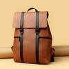 Commuter Backpack for Men's Pu Leather Water-repellent Large Capacity Pressure-reducing Student Schoolbag Business Lightweight Laptop Backpack