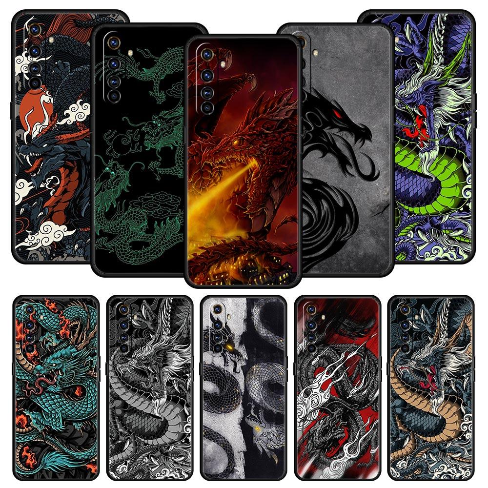 Dragon Phone Case For Realme 12 11 10 6 7 9 Pro Plus 8 5G C35 8i 9i GT2 GT3 GT5 GT Neo 2 3 5 Black Cover Soft Shell