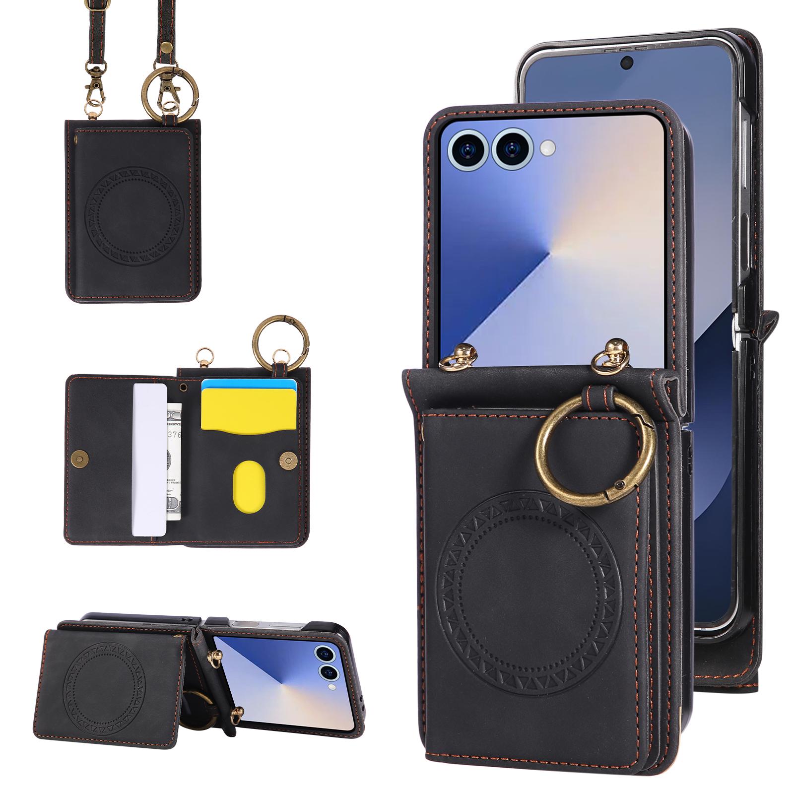 

Leather Magnetic Wallet with Card Holder Phone Case for Samsung Galaxy Z Flip 7 6 5 4 3 ZFlip7 Flip6 Flip5 Crossbody Bag Cover Galaxy Z Flip6