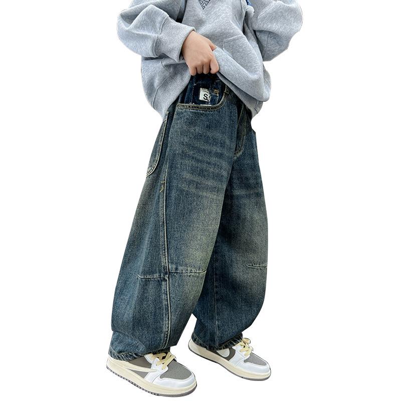 Boys' Loose Wide-Leg Denim Jeans - Spring/Autumn 2025 Collection