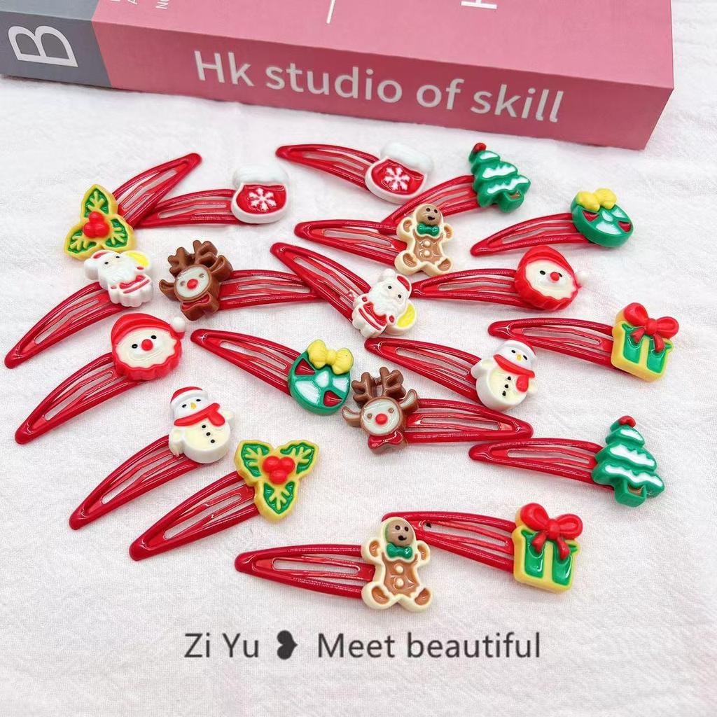 Adorable Christmas Hair Clips for Kids - Santa Cartoon Accessories, Festive Holiday Headdress