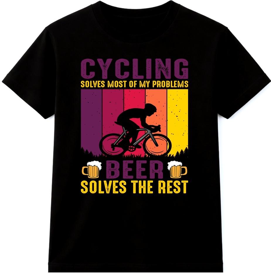 Cycling Beer T Shirt Funny Cyclist Bike Bicycle Graphic Tee S разноцветный