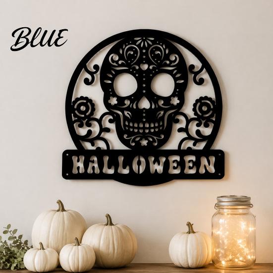 Vintage Style Wall Art Skull Metal Door Sign Gothic Spooky Skeleton Head