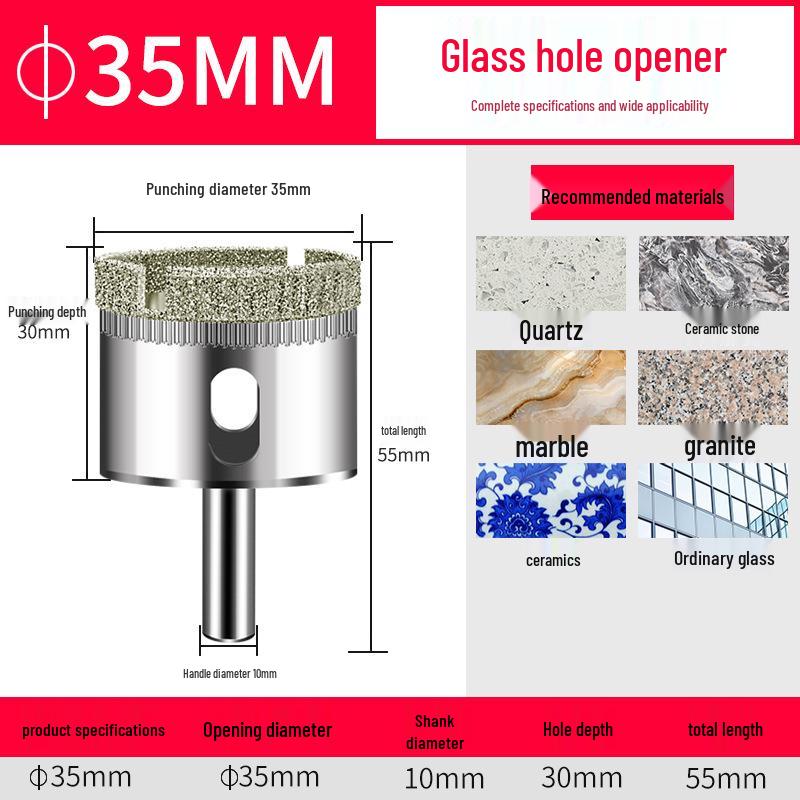 Emery Glass & Tile Drill Bit, 3-200mm Rotary Hole Saw for Marble