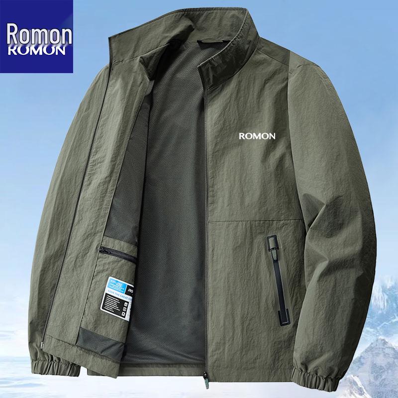 

Romon Men s Stand-Collar Windbreaker: Casual, Windproof & Waterproof Jacket for Spring & Autumn. 4XL армія зелений колір
