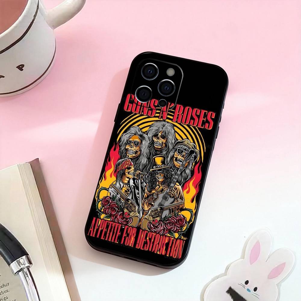 Band G-Guns N Roses    Phone Case For iPhone 17,16,15,14,13,12,11 Plus,Pro Max,Soft Silicone Black Cover