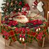 Retro Landhaus Weihnachts-Tischdecke Kariert Weihnachtsmann-Muster Festliche Feiertagsparty Esstisch Dekor Tuch