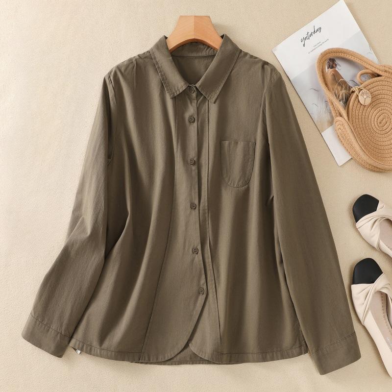 Spring Solid Color Artistic Loose Slimming Shirt Top for Women Shirts