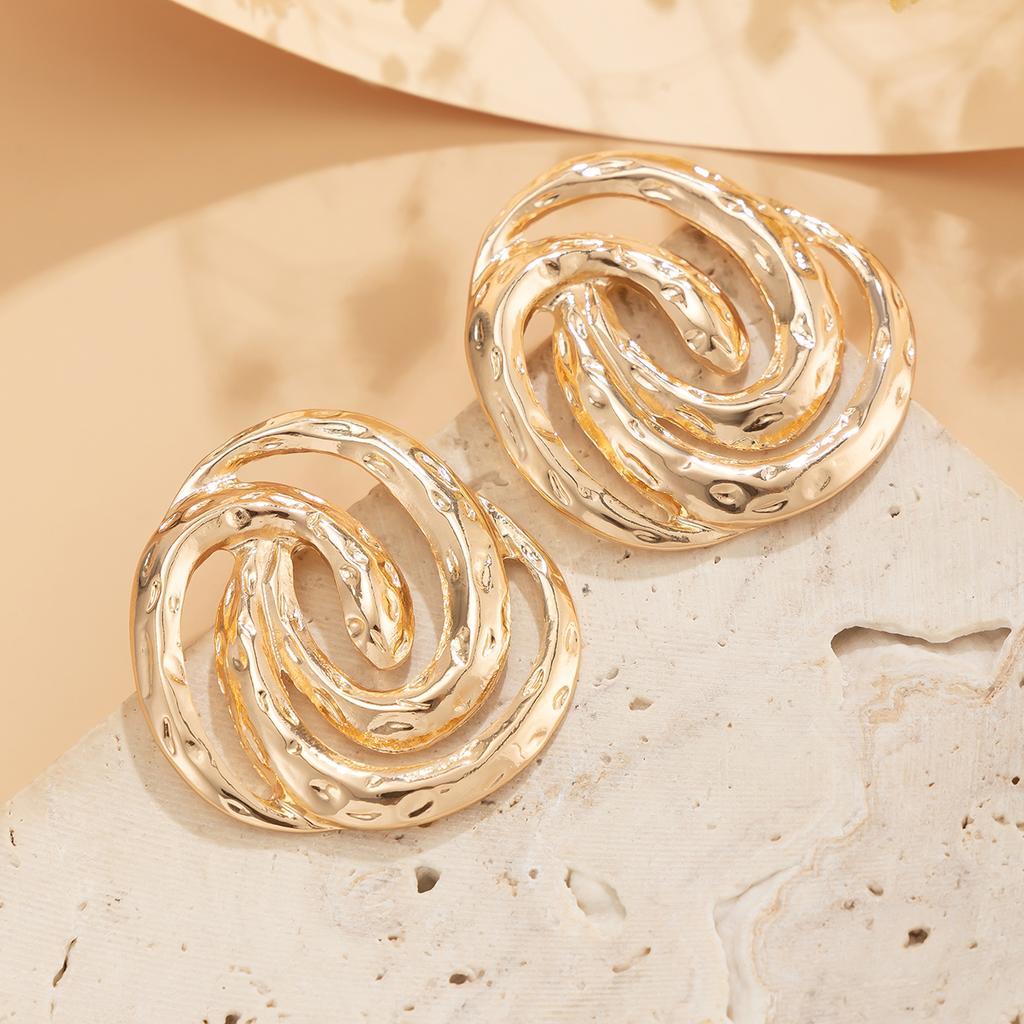 Ingemark Einzigartige Punk Hohl Geometrisch Spiral Kreis Stecker Ohrringe für Damen Mädchen Mode Retro Piercing Ohrring Party Schmuck