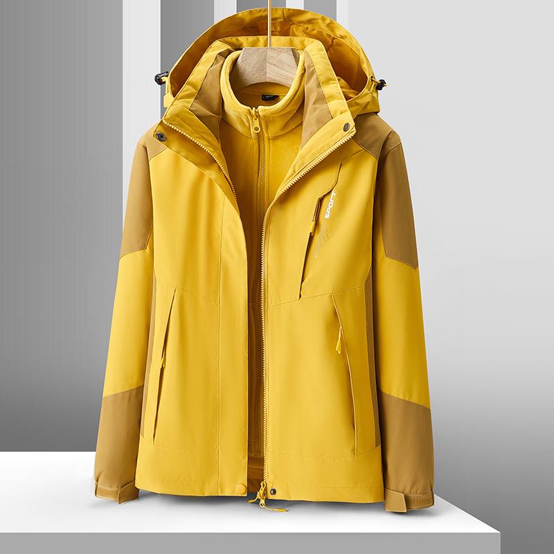Couple's Ski Jacket Set: Women's 3-in-1 Detachable Liner & Men's Mink Velvet, Windproof & Waterproof for Autumn/Winter.