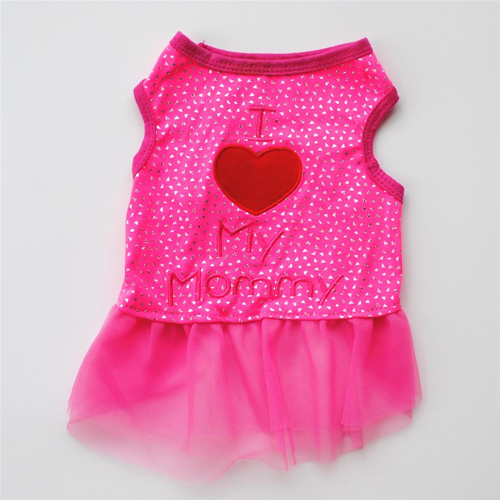 Pet Puppy Clothes Patch Embroidery Love Mom Skirt Love Dad Vest