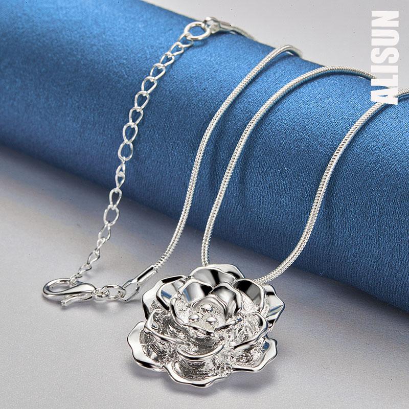 925 Sterling sølv Rose anheng halskjede fasjonable bryllup smykker