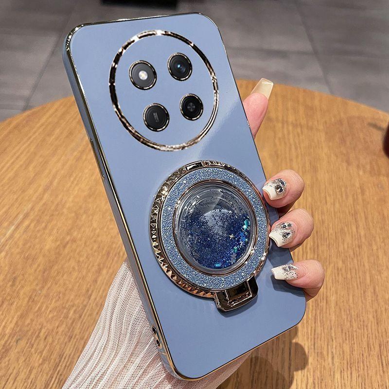

Модный гальванизированный чехол для телефона Magic7 Lite для Magic 7 6 Pro 5 Lite Honor X9C X9B X9A X8A X8B X8C с подставкой-сыпучим песком Case & Holder&Honor X8c небесно-голубой