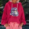 Women's Christmas Print Loose Casual Long Sleeve Hooded Sweatshirt
