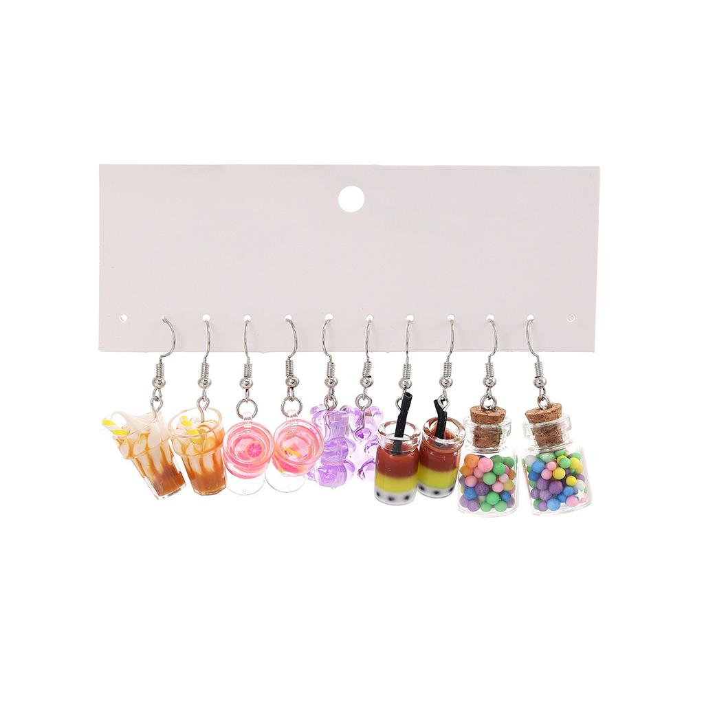 Creative Small Fresh Cloud Candy Ice Cream Earrings, Macaron Drift Bottle Design Temperament Ear Hook Set