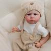 Lifelike 48cm Reborn Babies Doll Cameron Full Vinyl Body Simulation Doll Wear Khaki Knitted Overalls Realistic Newborn Baby Doll for Kid Holiday Gifts