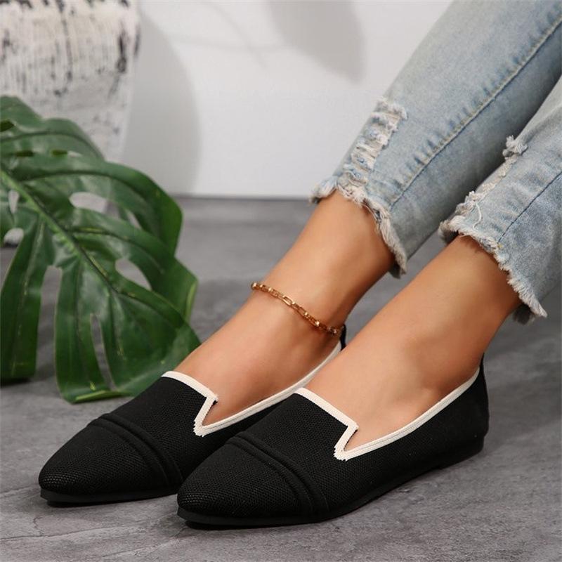 Large size flat shoes 22 years spring and summer pointed fly-woven shallow mouth casual foot shoes 36