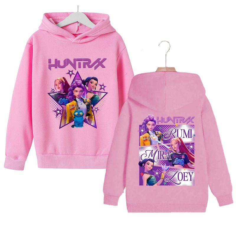 KPop Witch Hunter's Stylish Loose Hoodies for Boys and Girls, Autumn and Winter Children's Fleece Hoodies