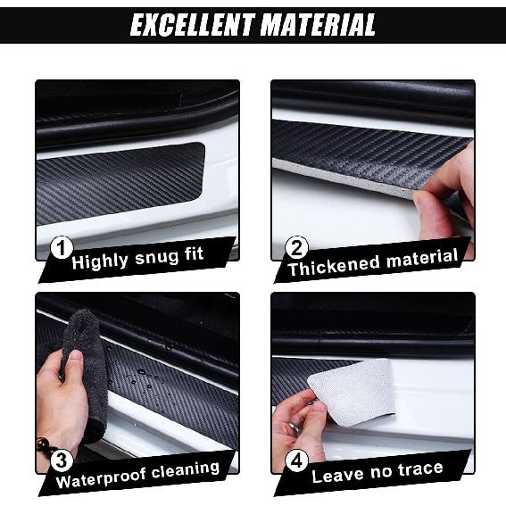 Car Door Sill Protector, Sport Carbon Fiber Threshold Guard Scuff Cover Strip, Anti-Scratch Car Door Entry Edge Protection Sticker, Auto Bumper