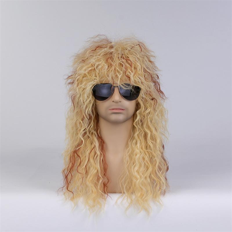 

Синтетический натуральный парик Длинные вьющиеся волосы для мужчин Ежедневное использование Многослойный парик с челкой Подарок Наряды Костюм Вечеринка Парики золотой