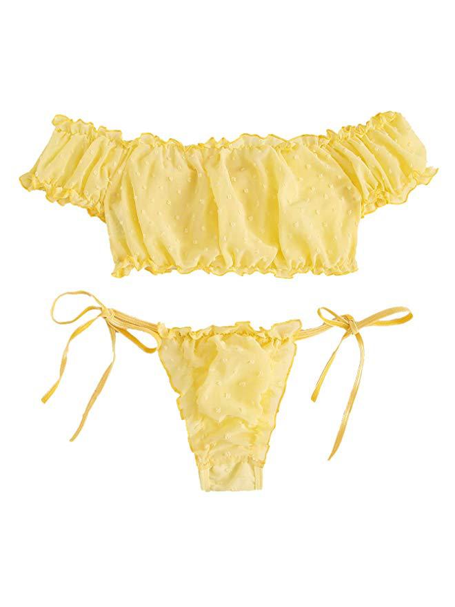 European and American Sexy Off-the-Shoulder Lingerie Set