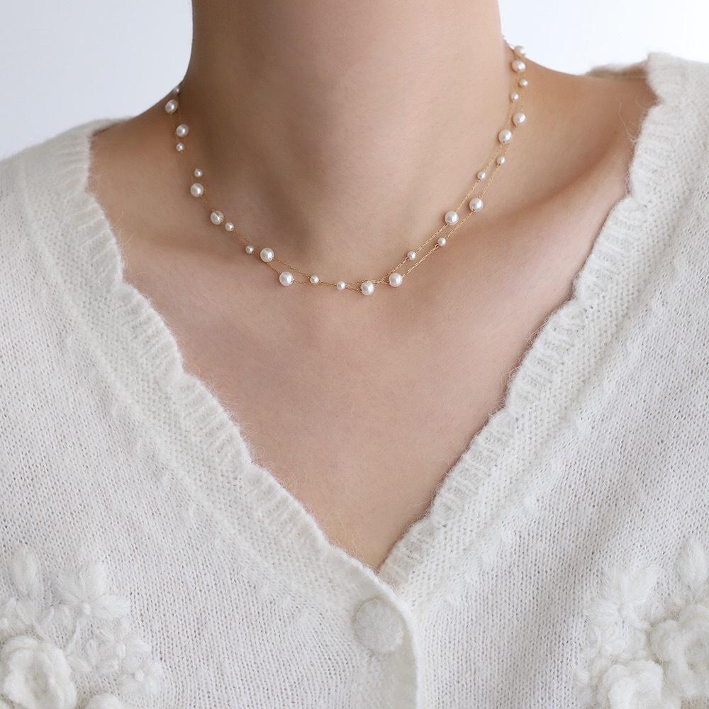 

316l Stainless Steel Beautifully Temperament Pearl Chain Necklace for Women Waterproof Metal Collar Jewelry Bijoux Gift