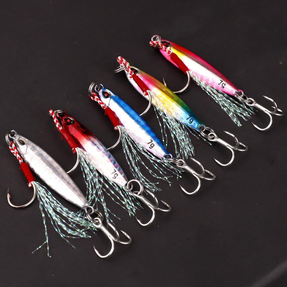 FTK 5pcs Jigs Fishing Lures Sinking Metal Spoons Micro Jigging Bait