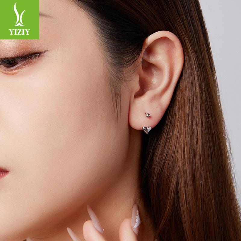 Love Reverse Earrings Women, Personalized Minimalist Style S925 Sterling Silver Front And Rear Structure Earrings Earrings